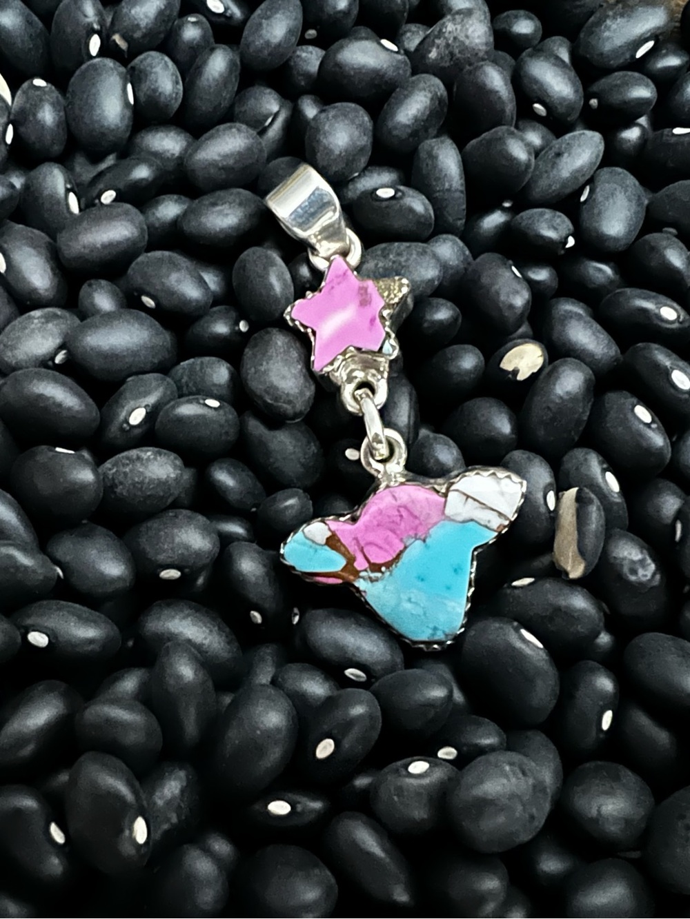 Sterling Silver Cotton Candy Star and Cow head Pendant